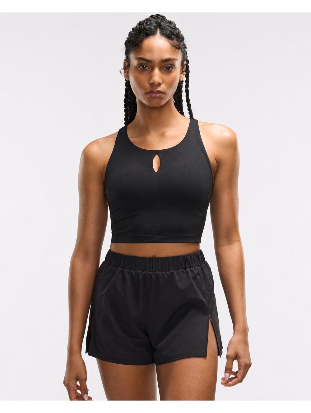 Peloton Black High Neck Longline Sports Bra Racerback Medium Support Size L